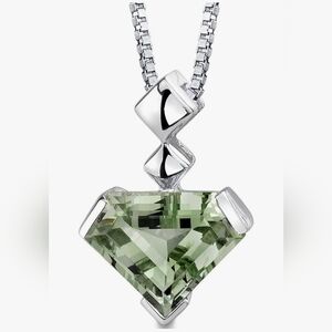 6.25 Carat Green Amethyst Pendant Necklace Sterling Silver